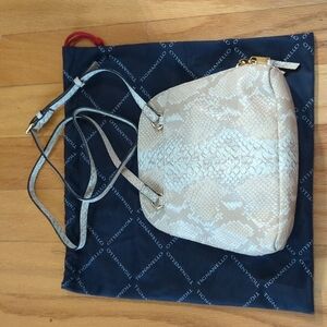 Tignanello Snakeskin  Print Leather Crossbody Bag - Beige
